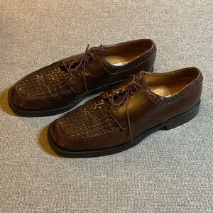Mezlan Woven Brown Leather Oxfords